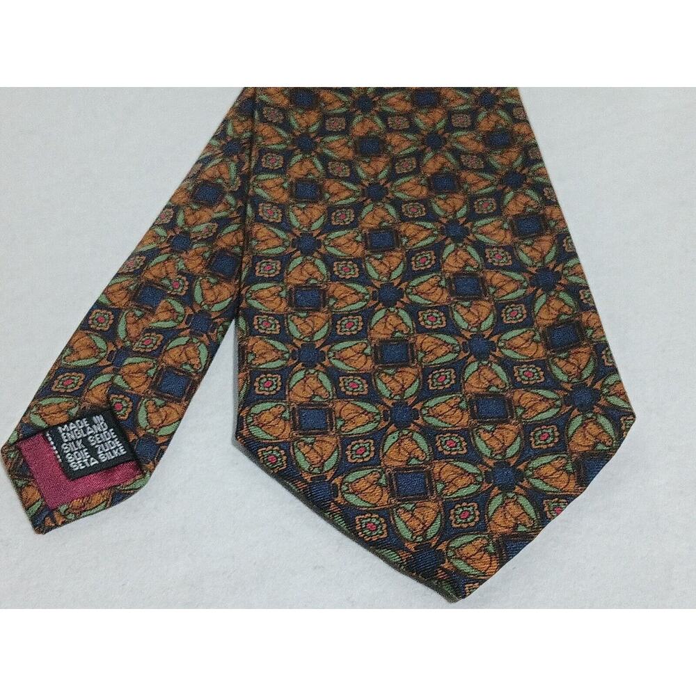 Michelsons Blue Green Horse Print 100% Silk Tie Made In England